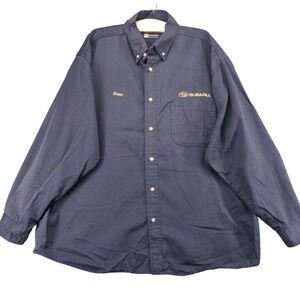 Subaru Men's Uniform Button Up Shirt Blue 2XL Long Sleeve Embroidered Logo